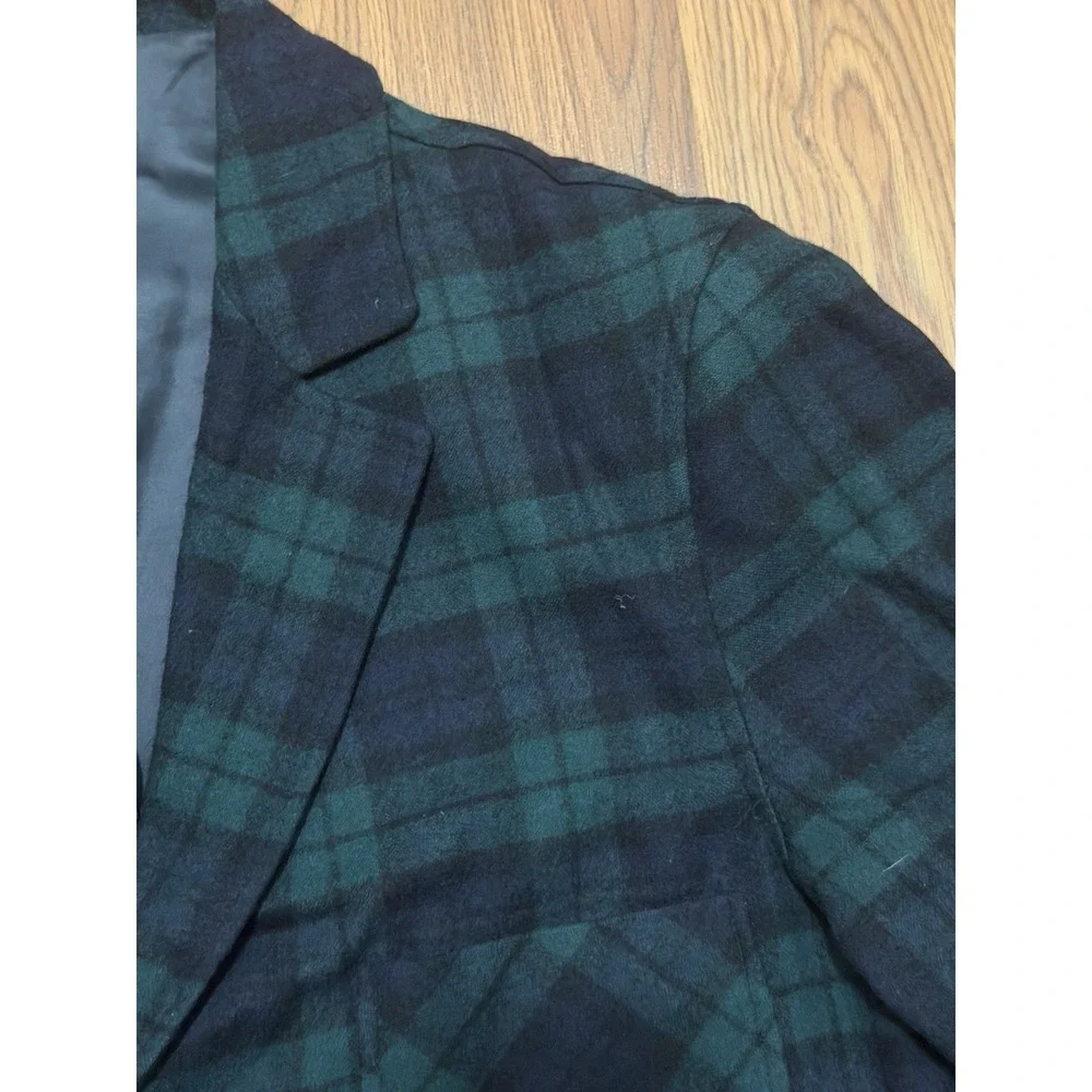 Pendleton Blazer Mens Large Black Watch Plaid Virgin Wool Vintage Made in USA
